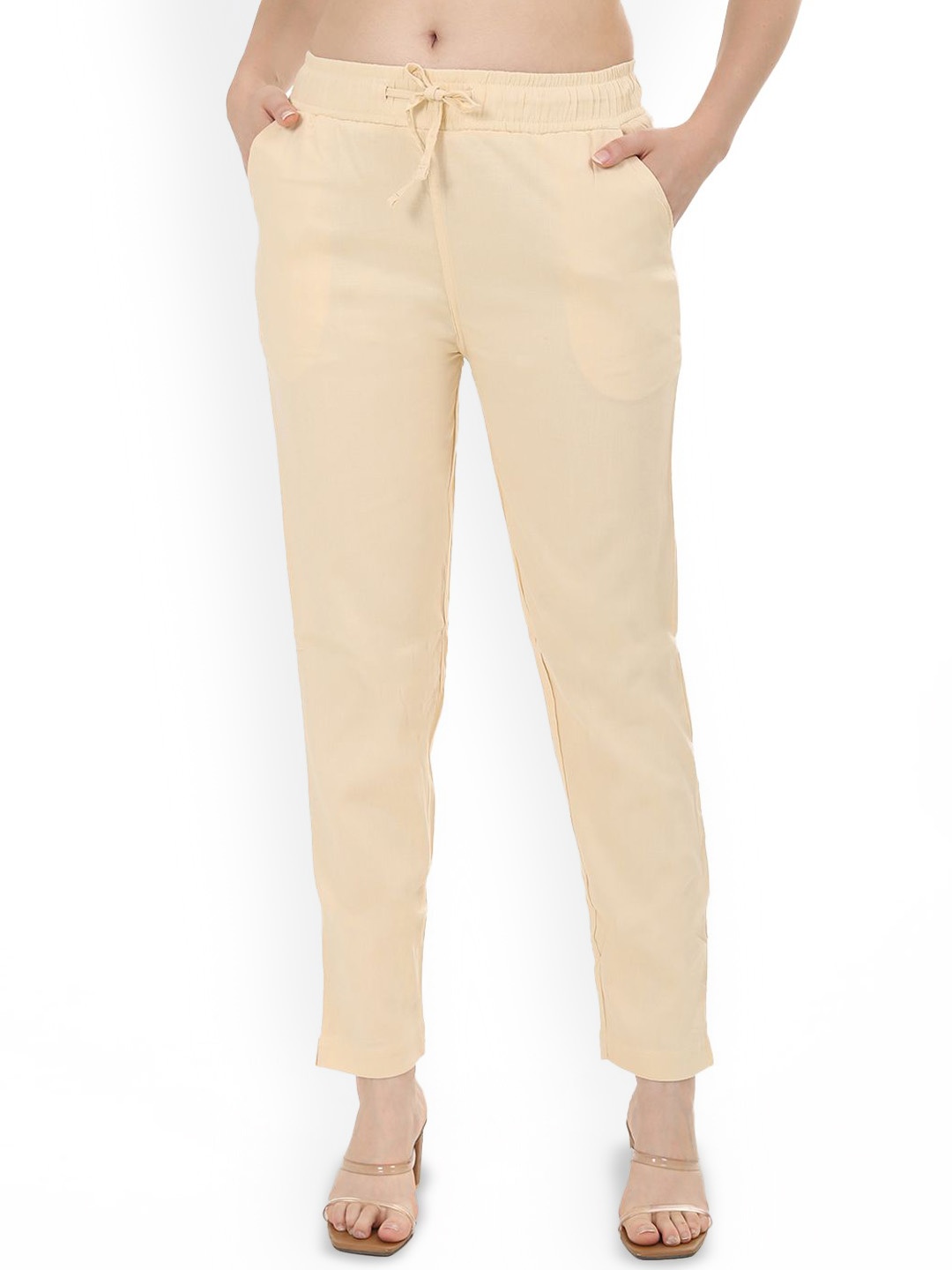 

Fly Birds Women Tailored Trousers, Cream