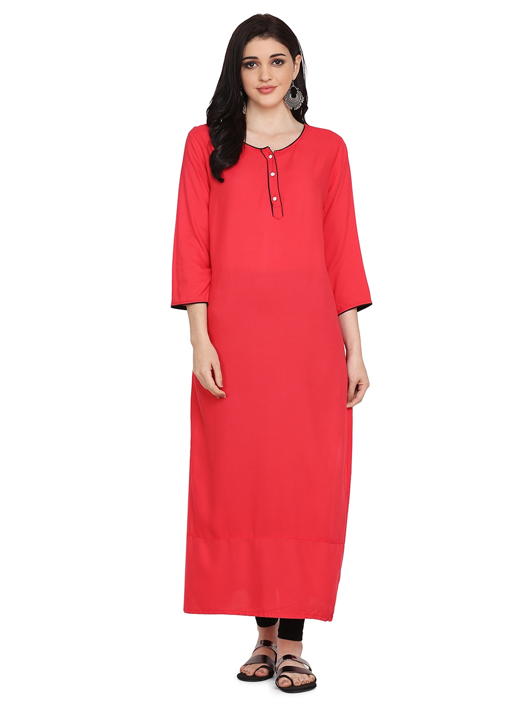 

HRITIKA Round Neck Straight Kurta, Pink