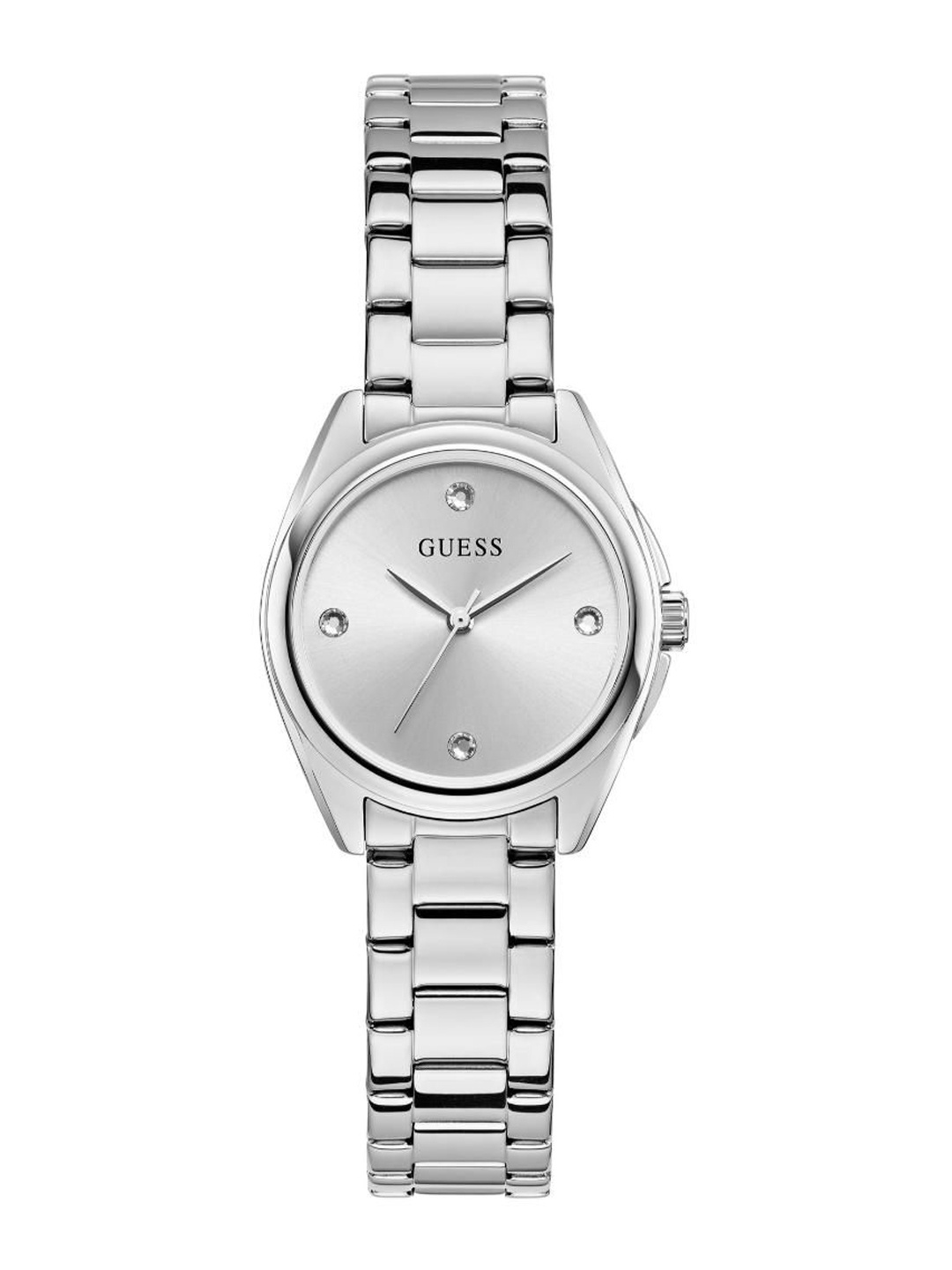 

GUESS Women Brass Dial & Stainless Steel Bracelet Style Straps Analogue Watch U1423L6M, Silver