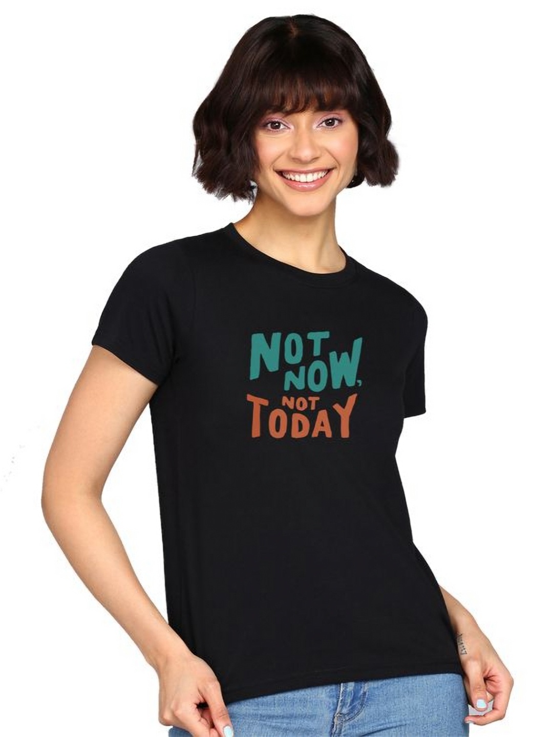 

Adyavastram Women Printed T-shirt, Black