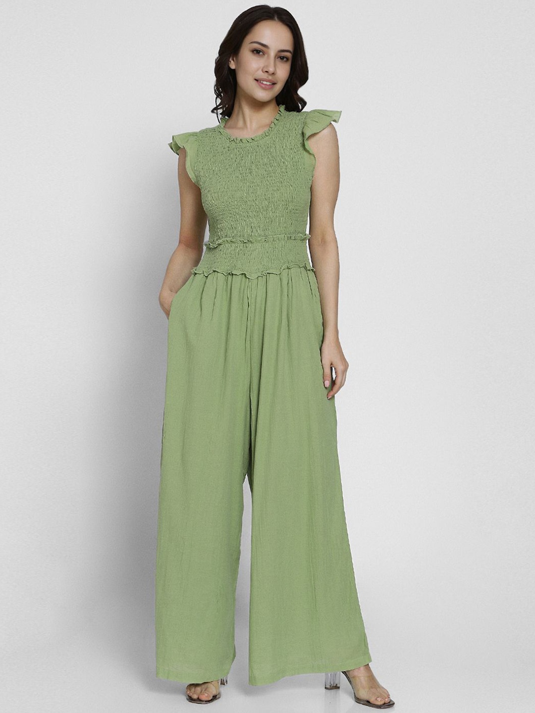 

AMERICAN EAGLE OUTFITTERS Basic Jumpsuit with Ruffles, Green