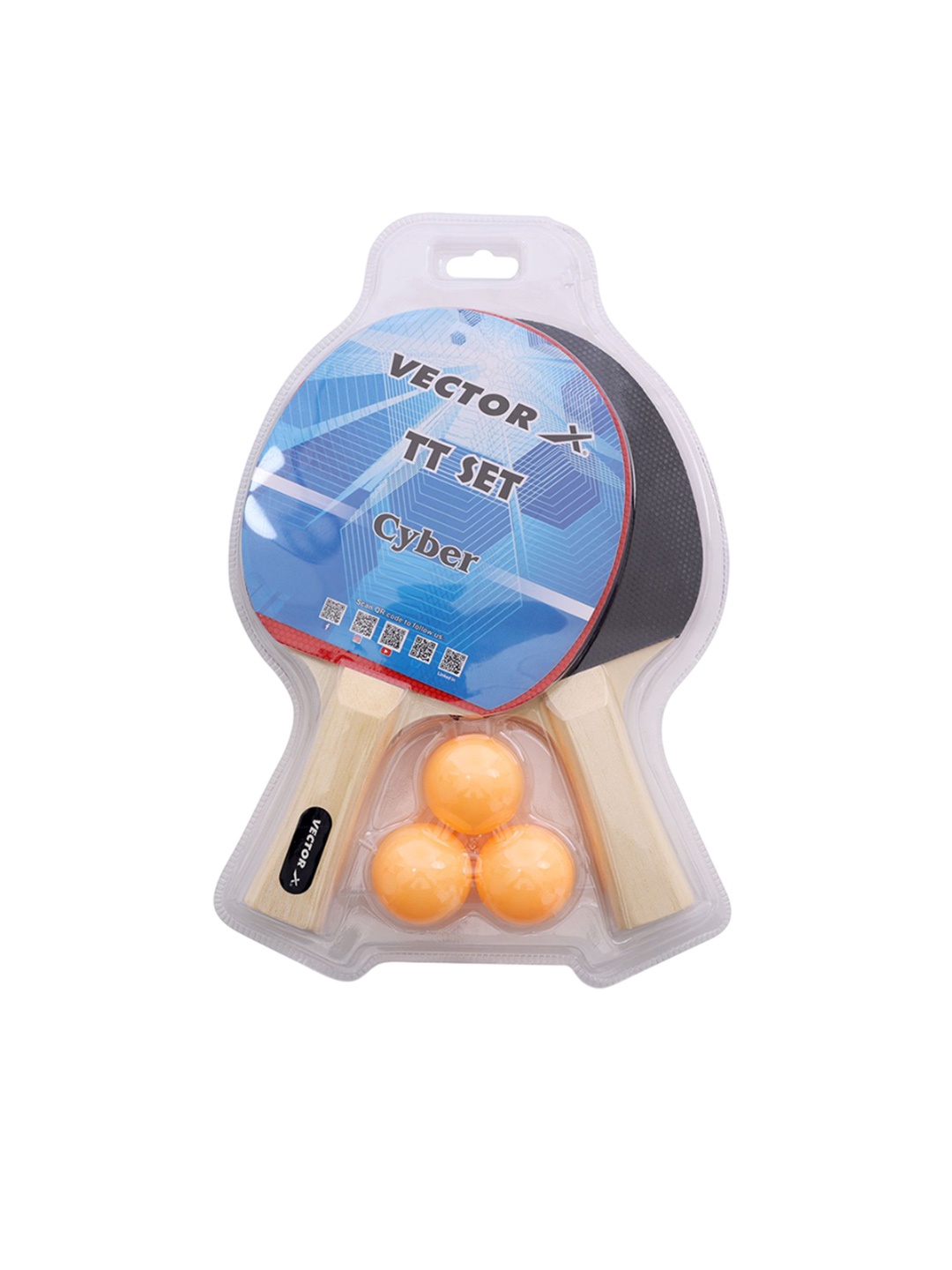 

VECTOR X Set Of 2 Table Tennis Racquets & 3-Pcs Balls, Black