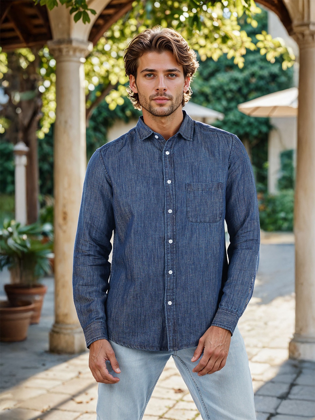 

Celio Men Classic Opaque Casual Shirt, Blue