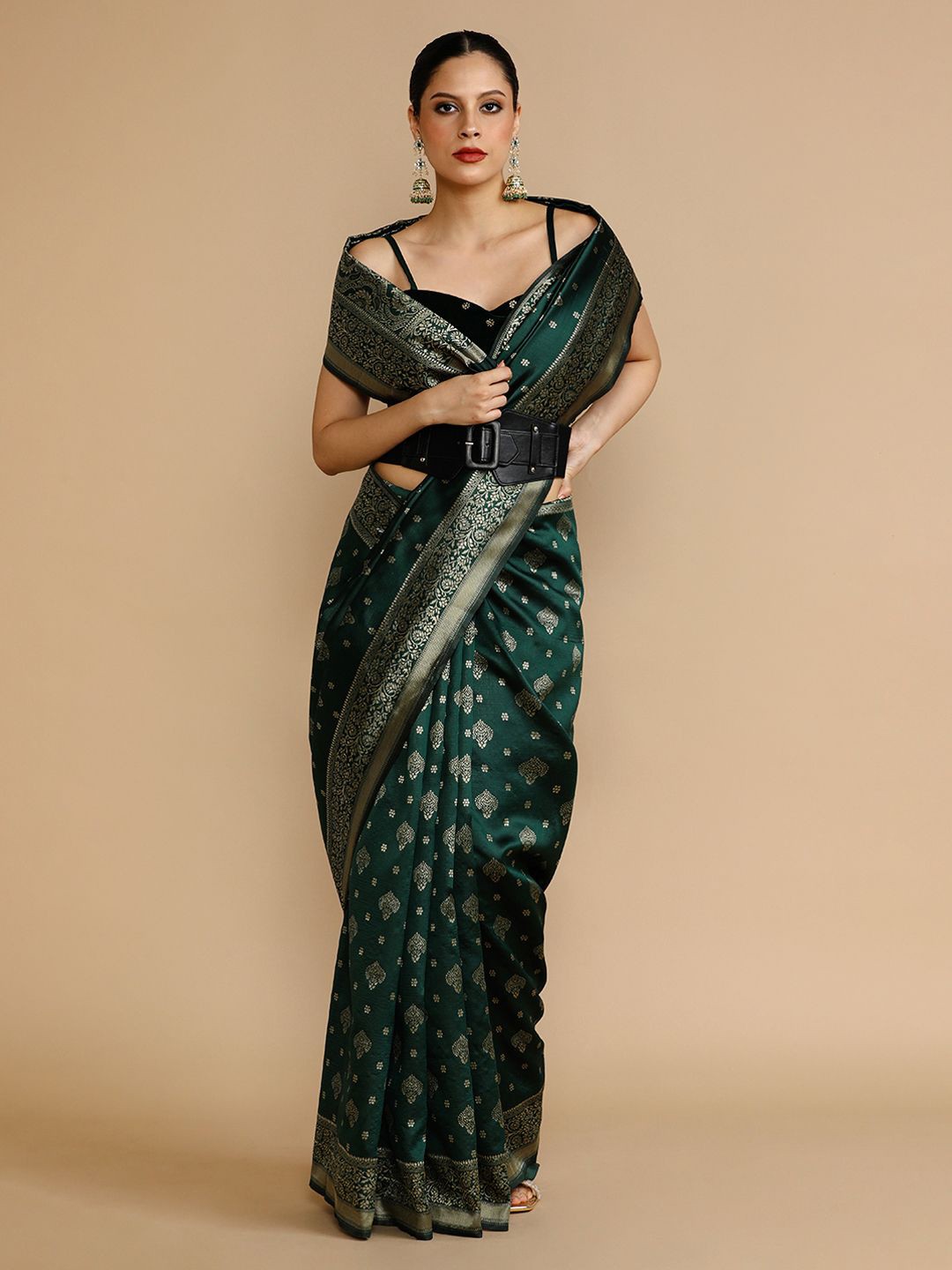 

House of Pataudi Woven Design Banarasi Saree, Green