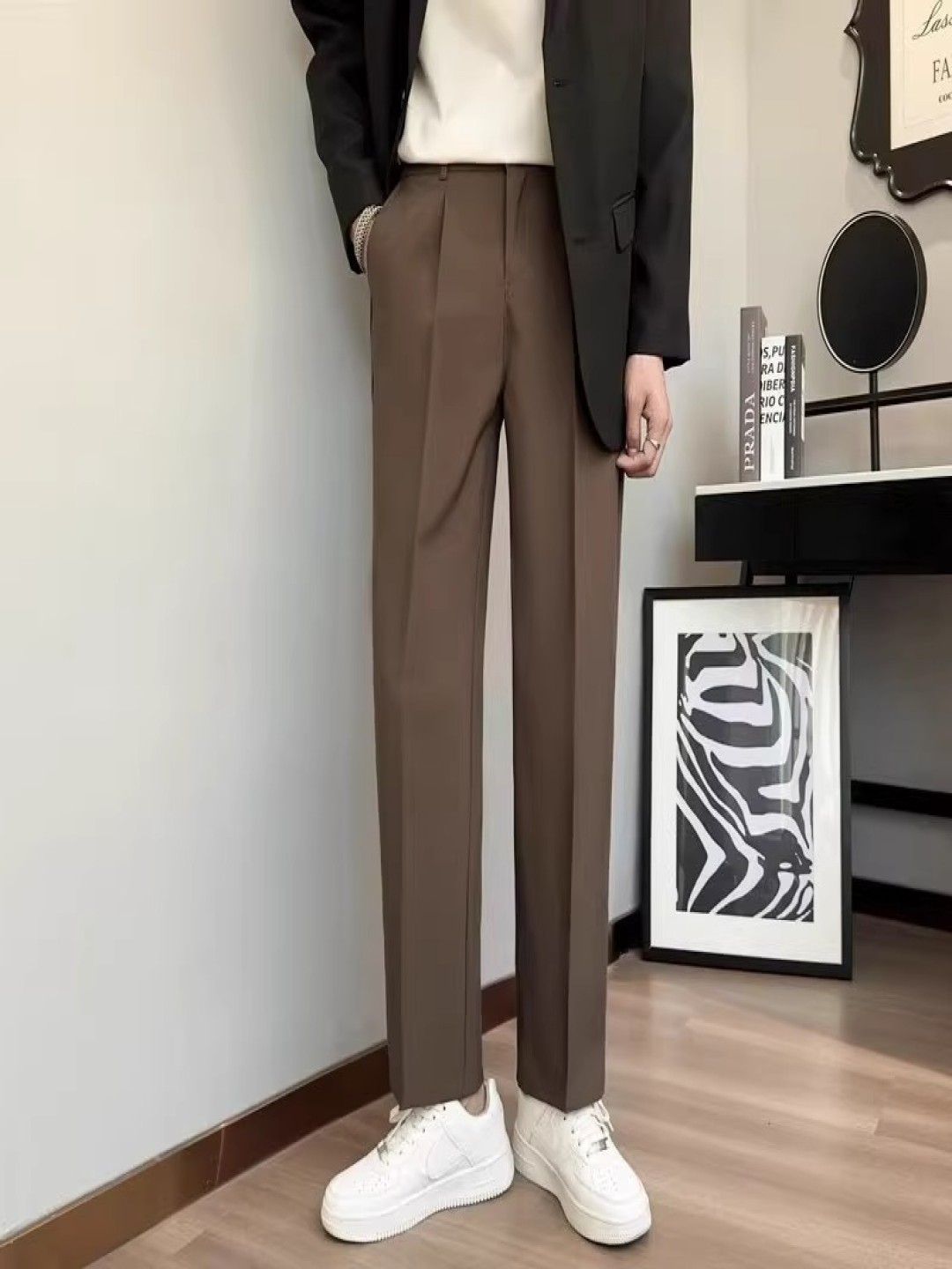 

StyleCast Men High-Rise Pleated Trousers, Brown