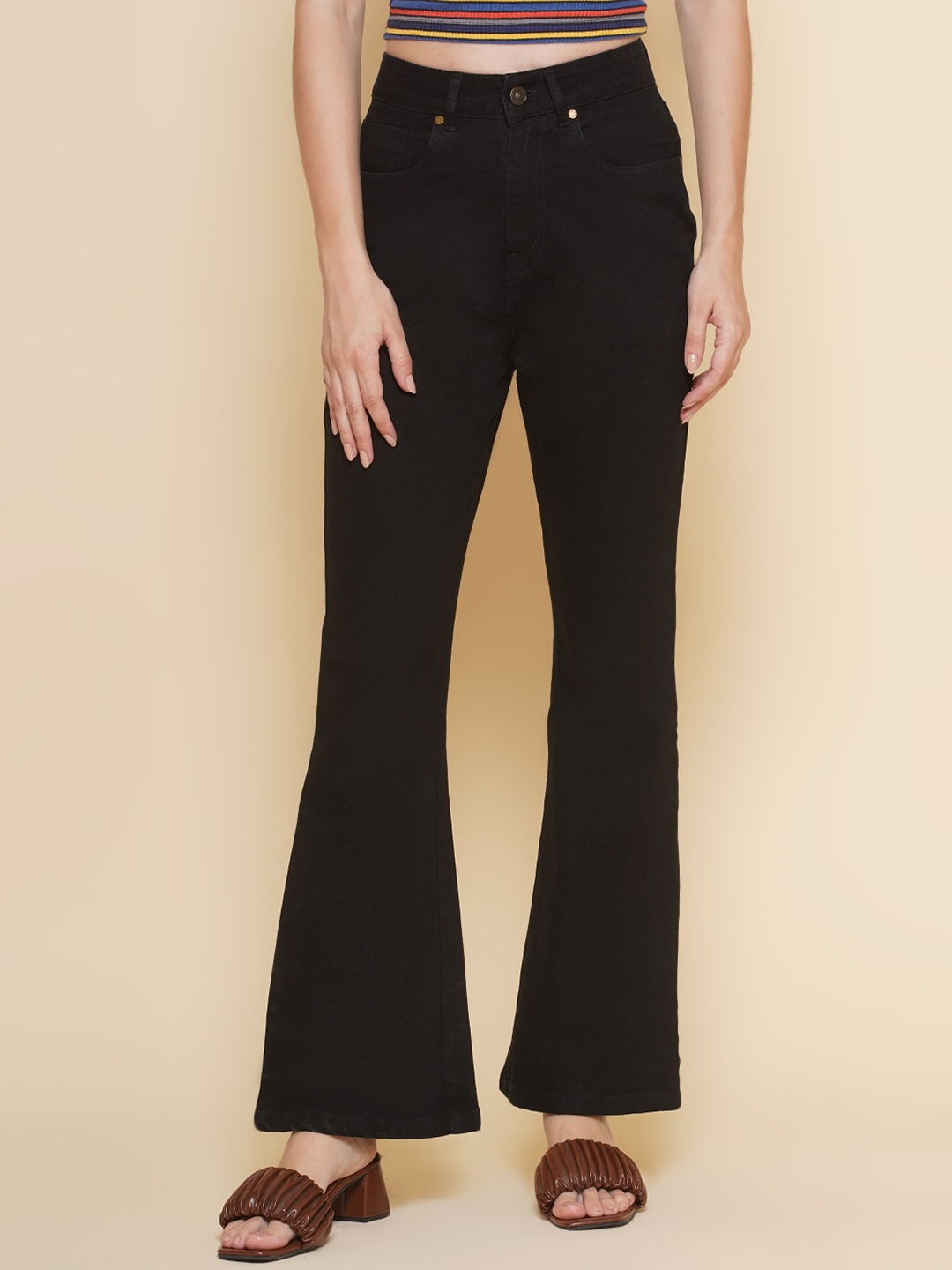 

PUELLA Women Flared High-Rise Stretchable Jeans, Black