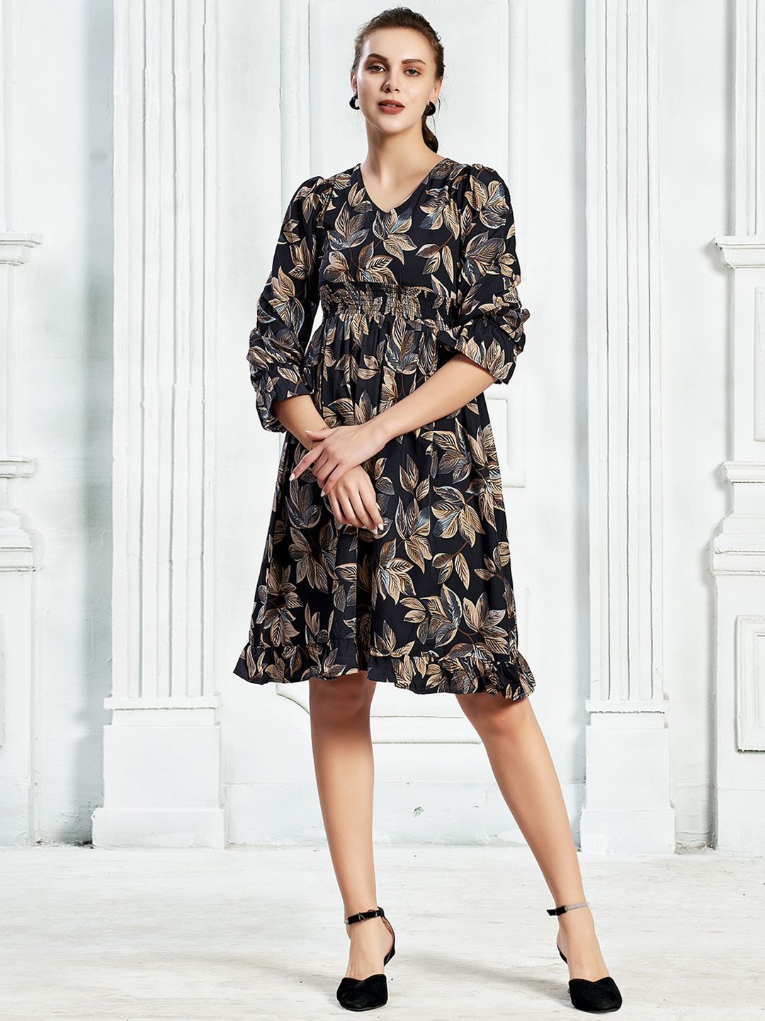 

Moda Rapido Print Fit & Flare Midi Dress, Black