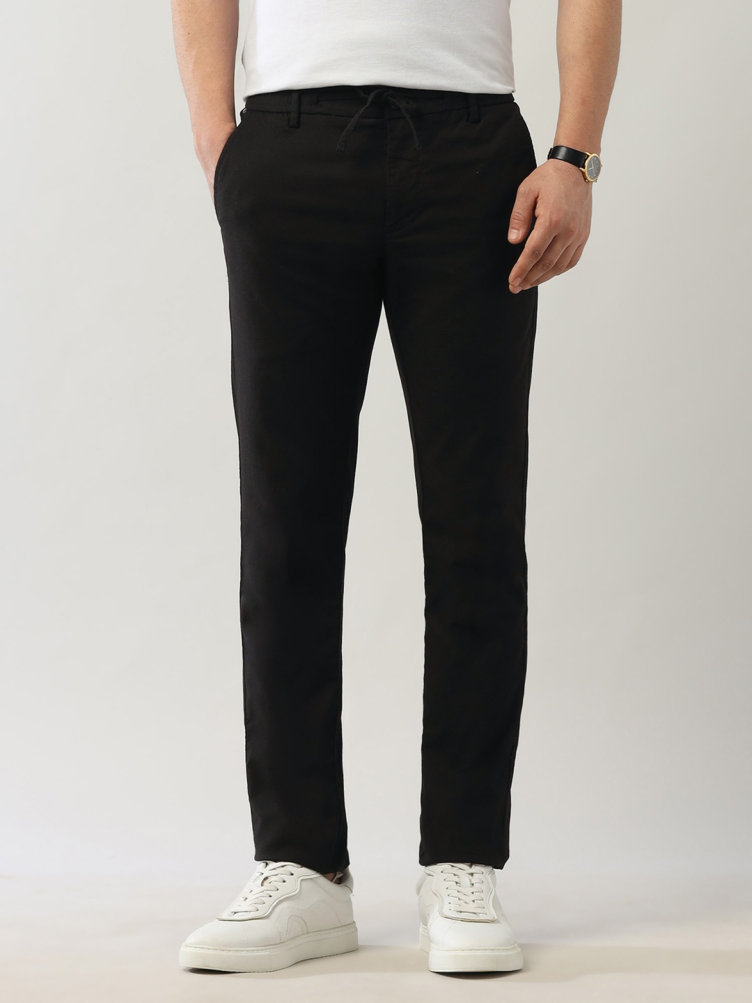 

Arrow Sport Men Classic Slim Fit Chinos Trousers, Black