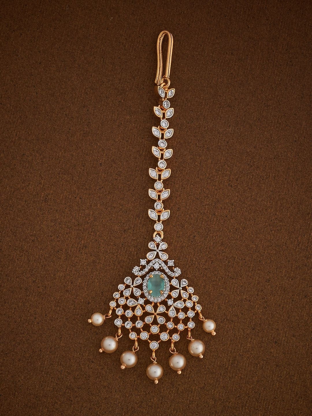 

Kushal's Fashion Jewellery Artificial Stones and Beads Studded Maang Tikka Head Jewellery, Gold