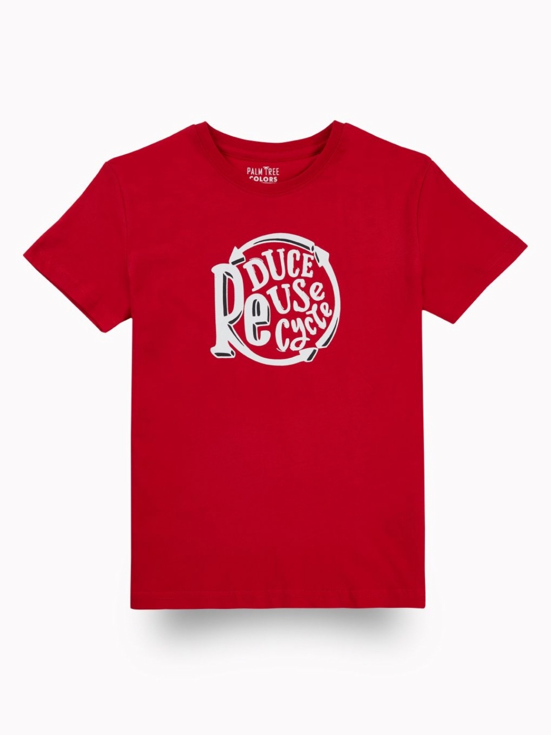 

Palm Tree Boys Typography Printed Raw Edge T-shirt, Red