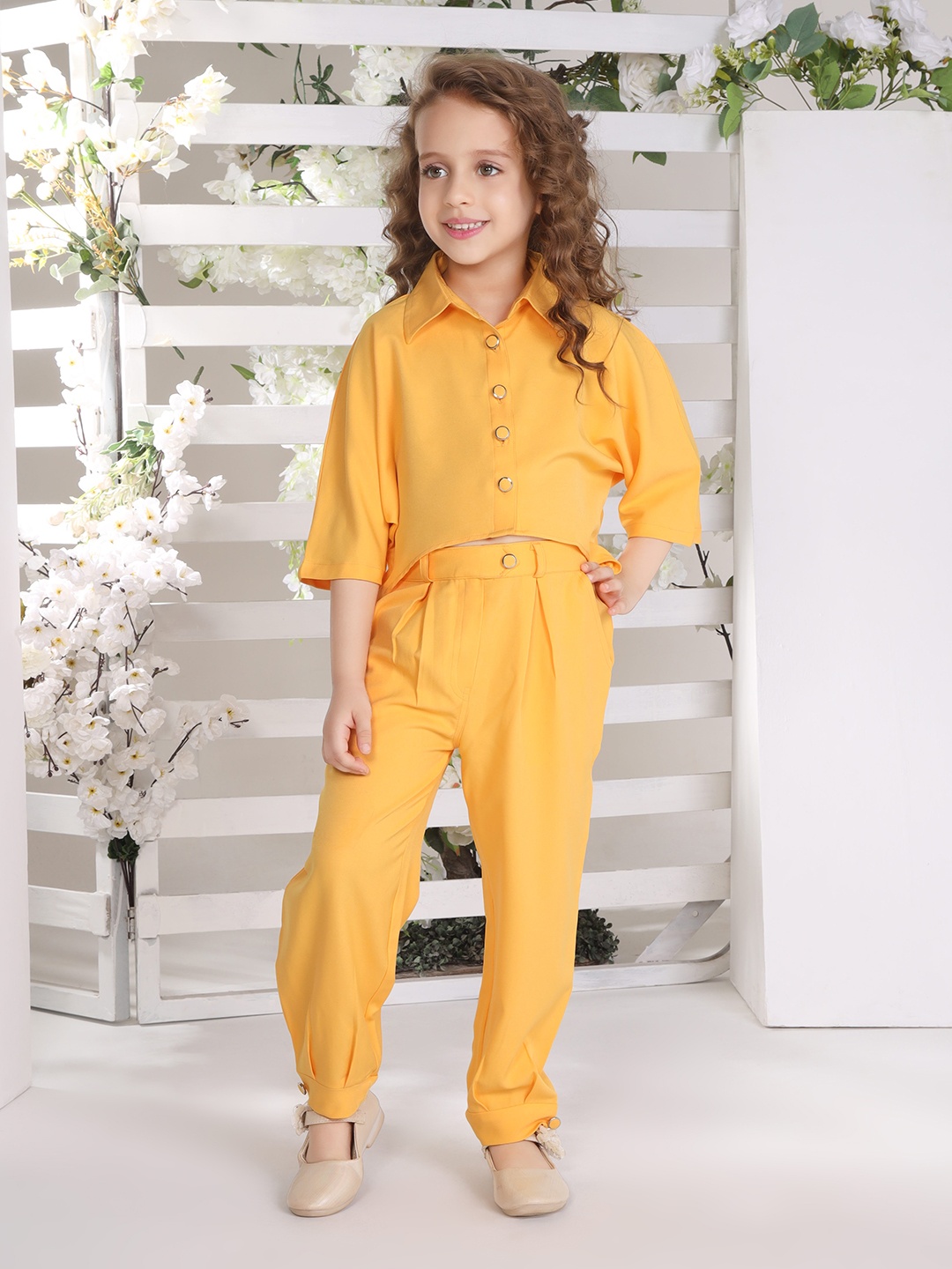 

Ministitch Girls Top With Trousers, Yellow