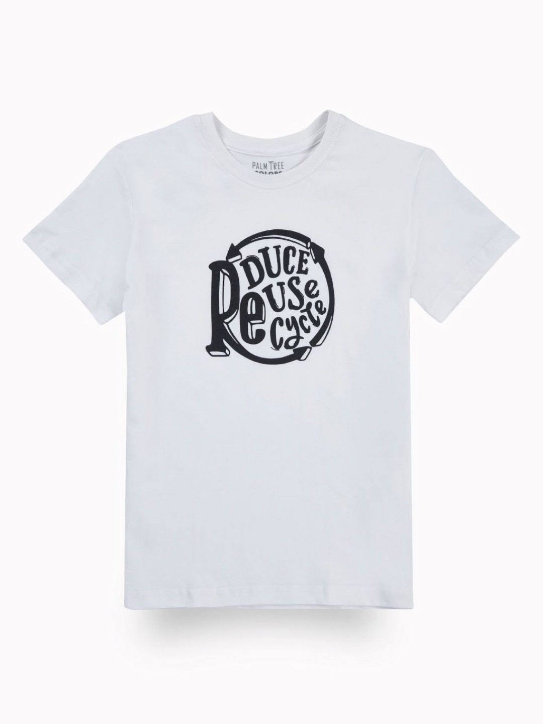 

Palm Tree Boys Typography Printed Raw Edge T-shirt, White