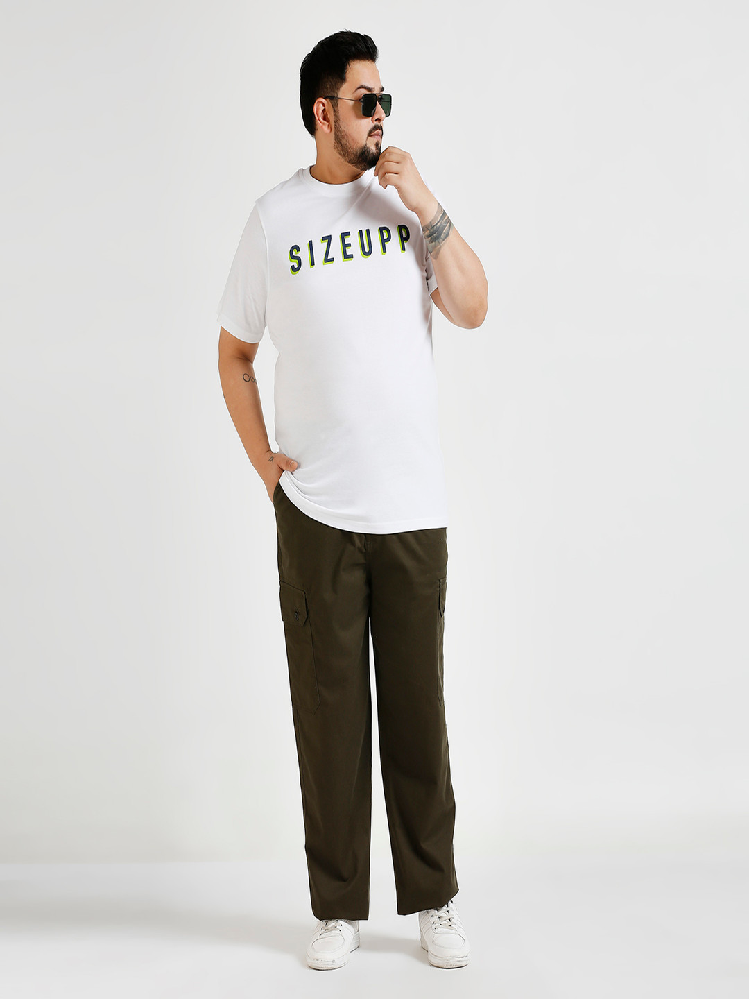 

Sizeupp Men Smart Cargos Trousers, Olive