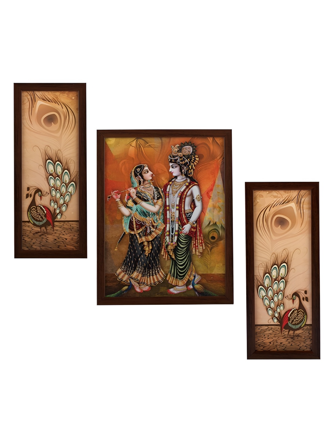 

Indianara Yellow & Brown 3 Piece Wood Religious Wall Paintings