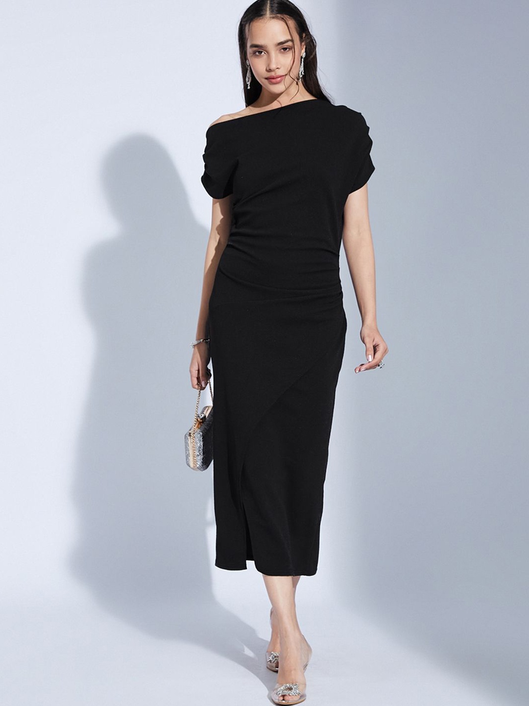 

Moda Rapido Dyed Sheath Midi Dress, Black