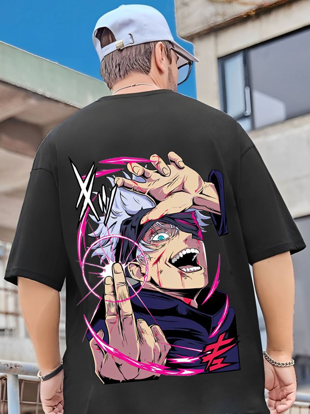 

Kushi Flyer Men Printed Applique T-shirt, Black