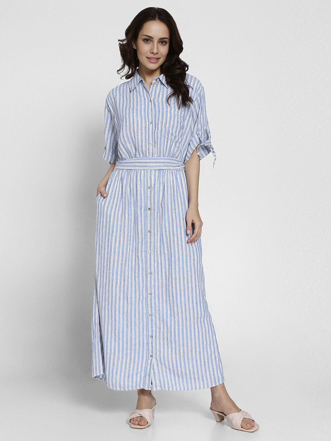 

AMERICAN EAGLE OUTFITTERS Print Shirt Maxi Dress, Blue