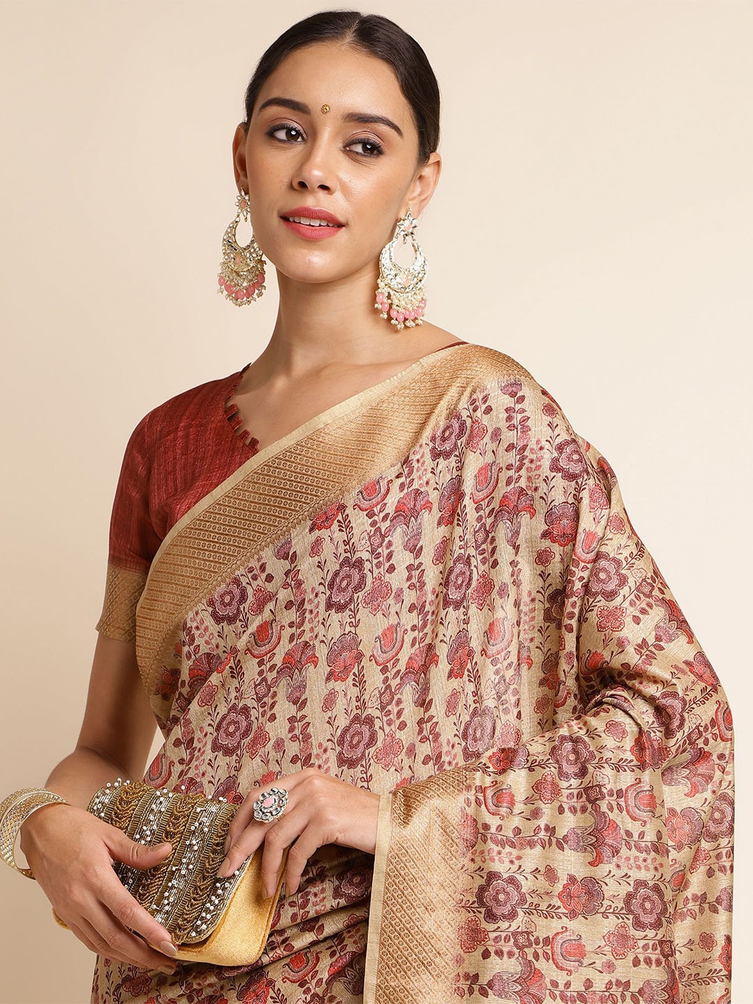 

DIVASTRI Ethnic Motifs Zari Silk Blend Designer Banarasi Saree, Red