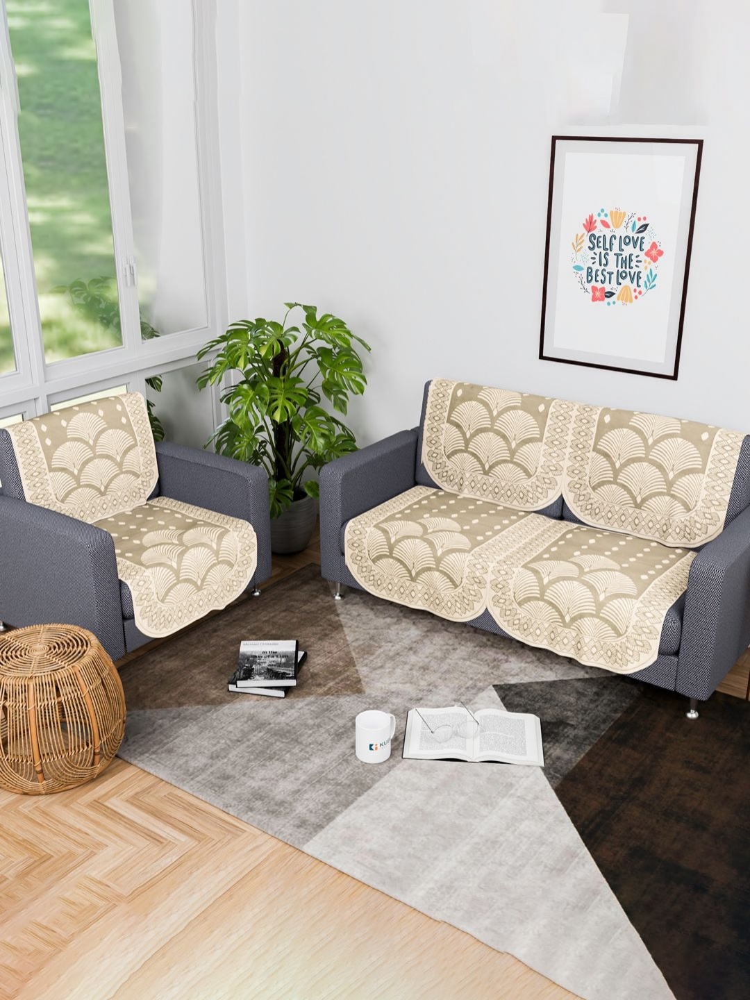 

Aura 6 Pieces Cream Floral Printed Cotton Sofa Covers