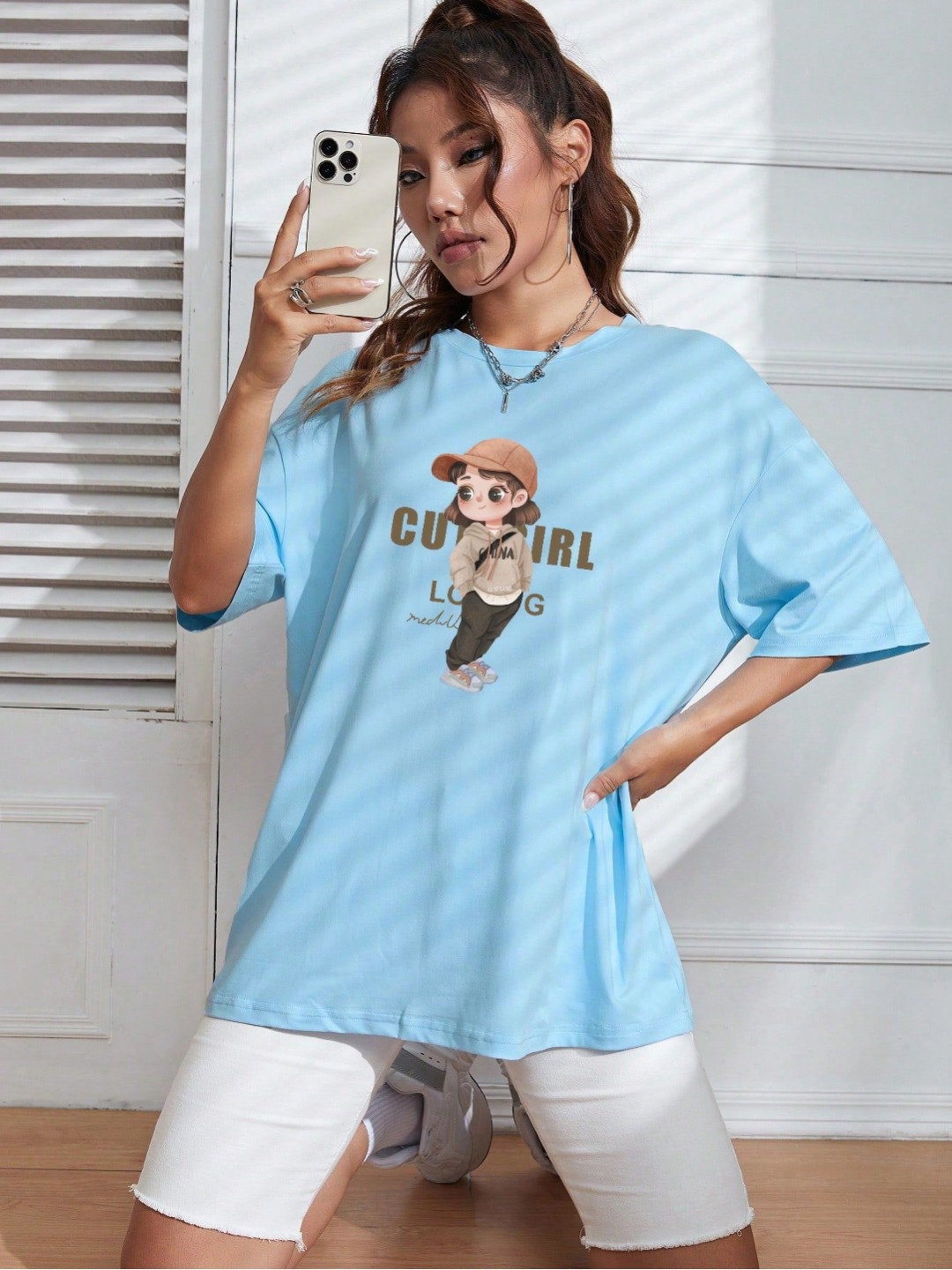 

SZN Women Printed Applique T-shirt, Blue