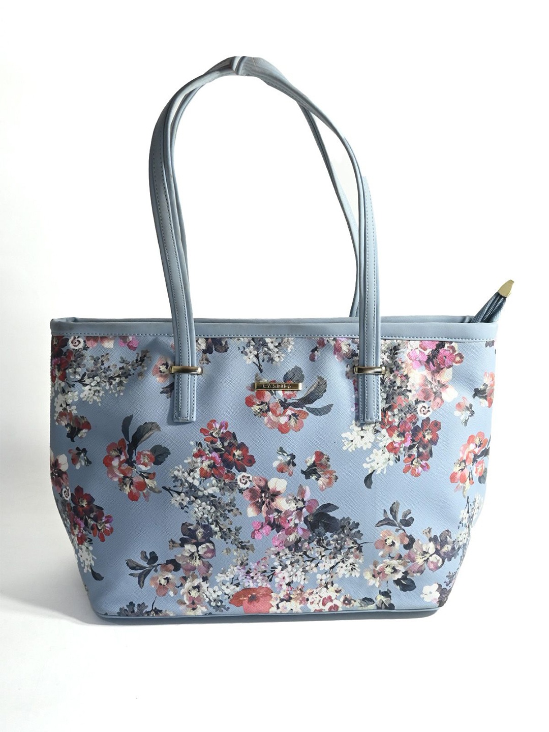 

ODETTE Floral Printed PU Structured Shoulder Bag, Blue