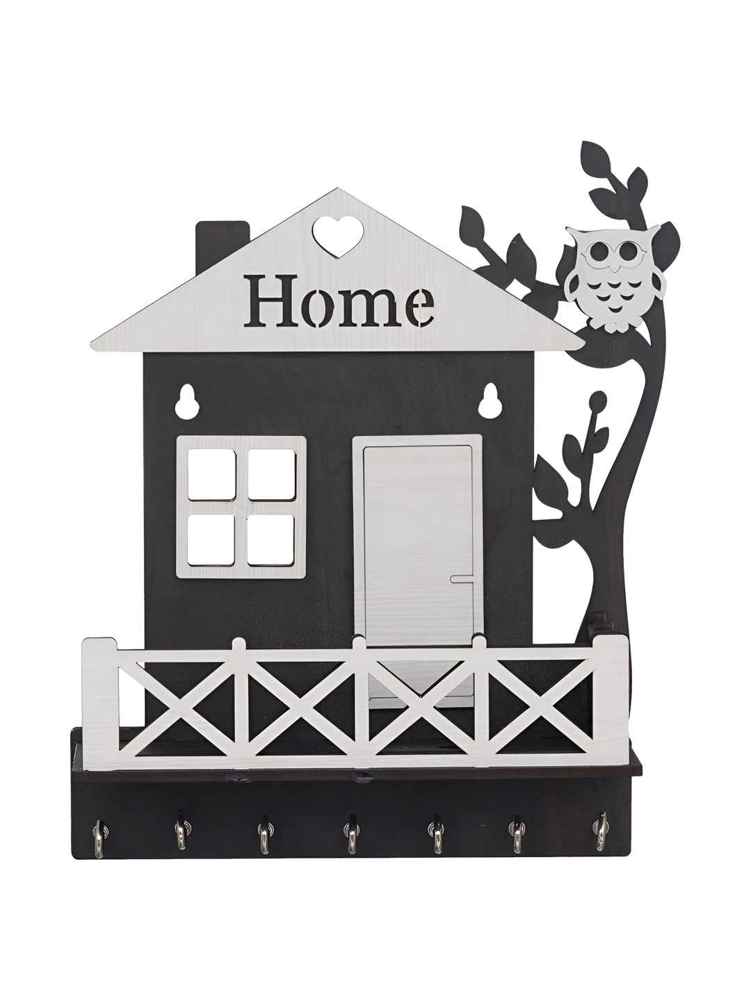

Webelkart Brown & White 7 Hooks Home Printed Key Holder