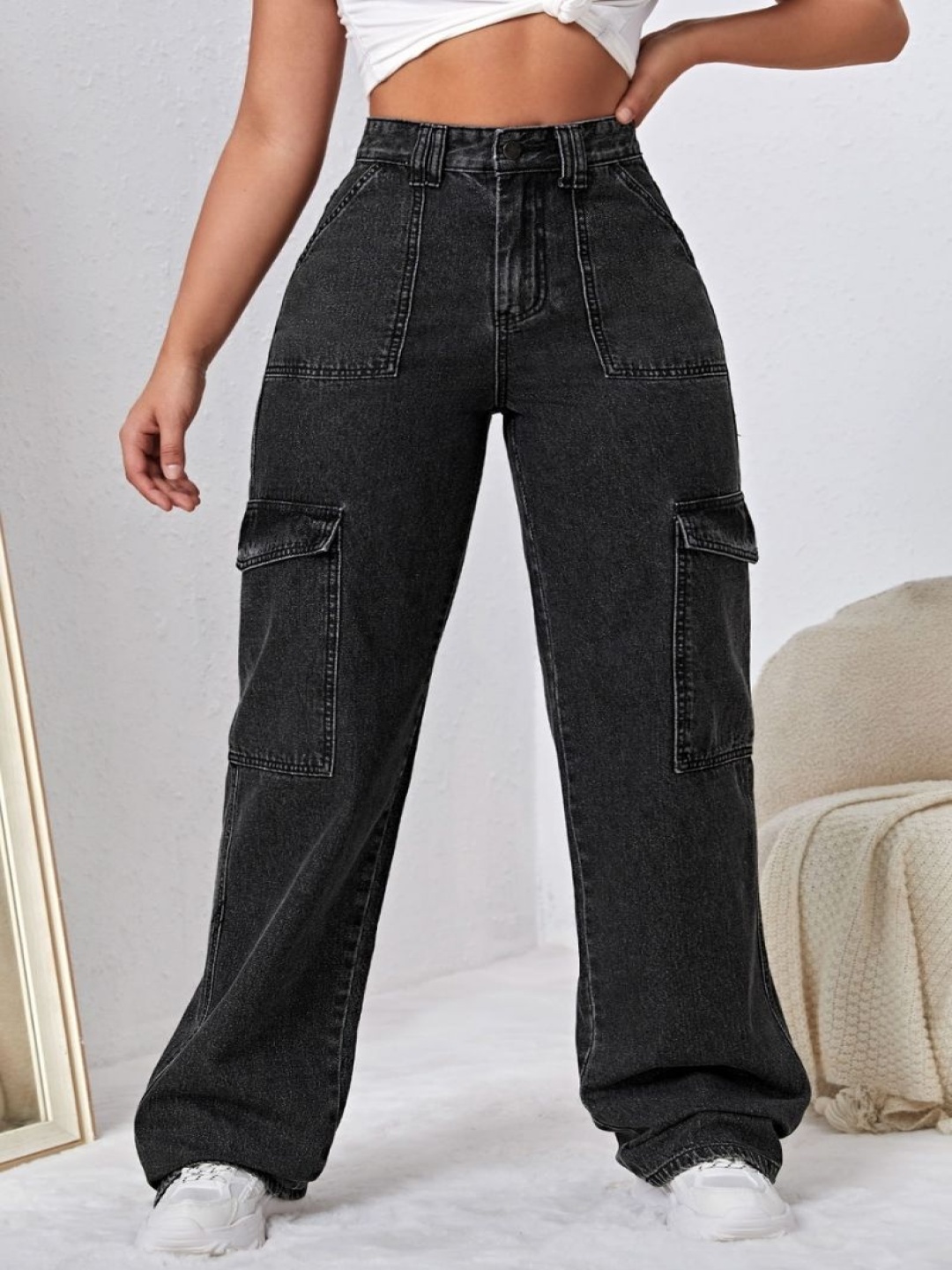 

NUCOUTHS Women Comfort High-Rise Stretchable Jeans, Grey
