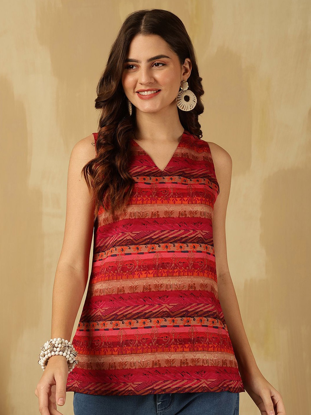 

Anouk Rustic Floral Print Top, Red