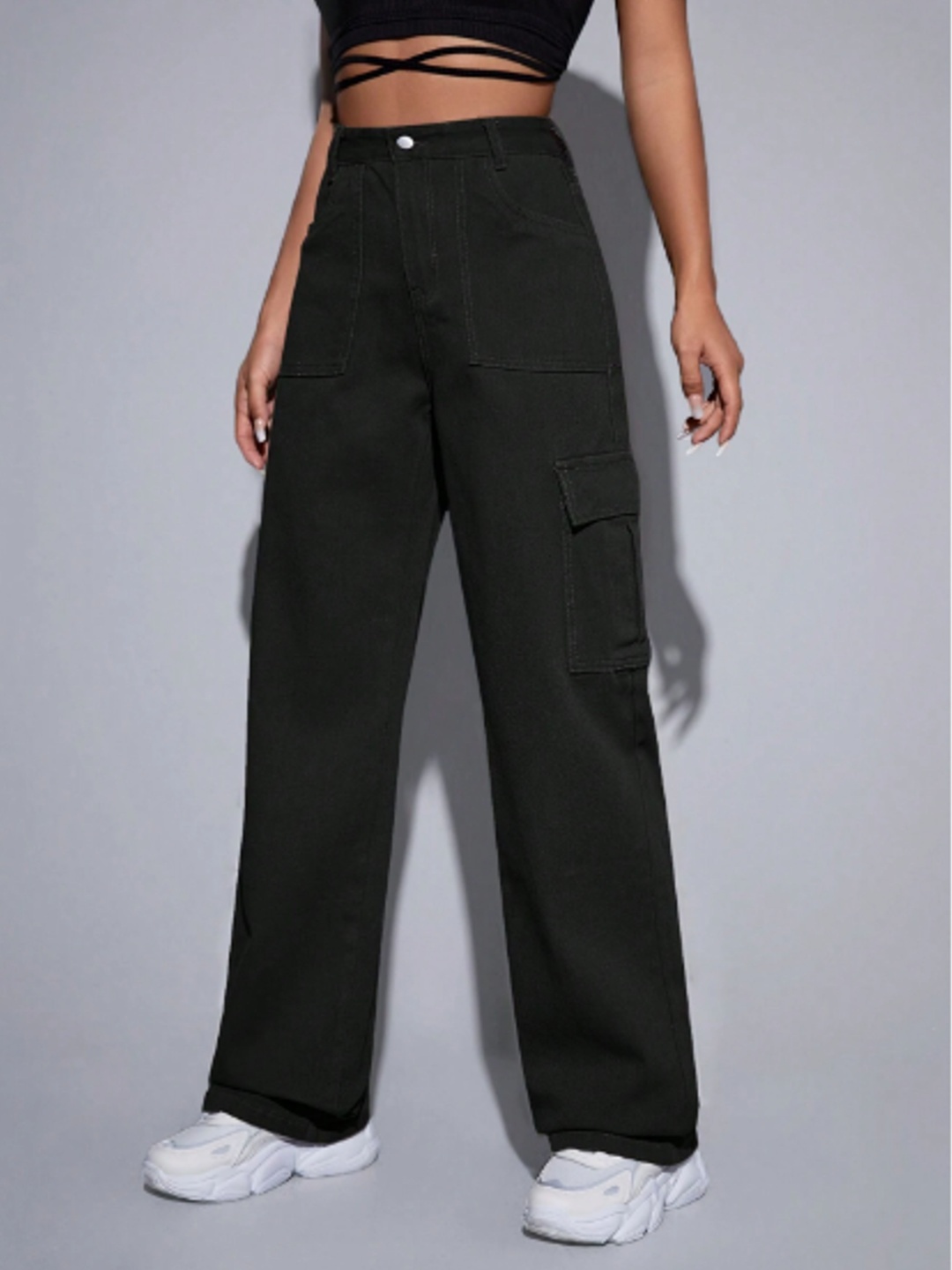 

Metronaut Women Cargo Black Jeans