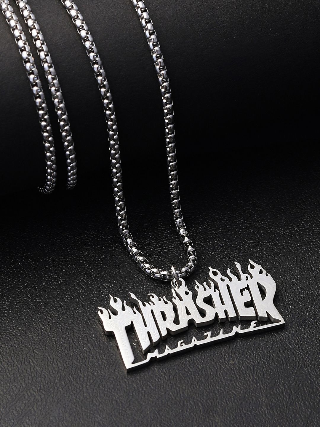 

French Accent Men Silver-Plated The Trasher Pendant Chain
