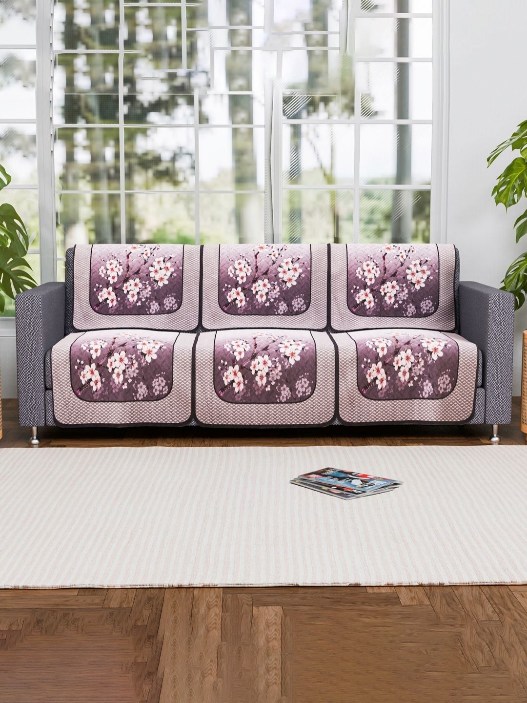 

Aura Purple & Pink Cotton Sofa Cover