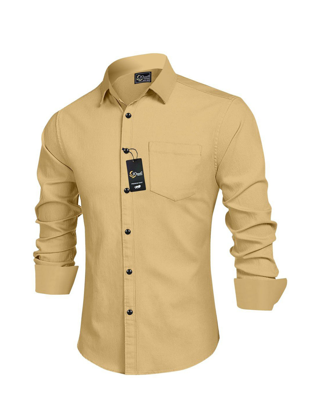 

ISUEL FAB Men Opaque Printed Casual Shirt, Mustard