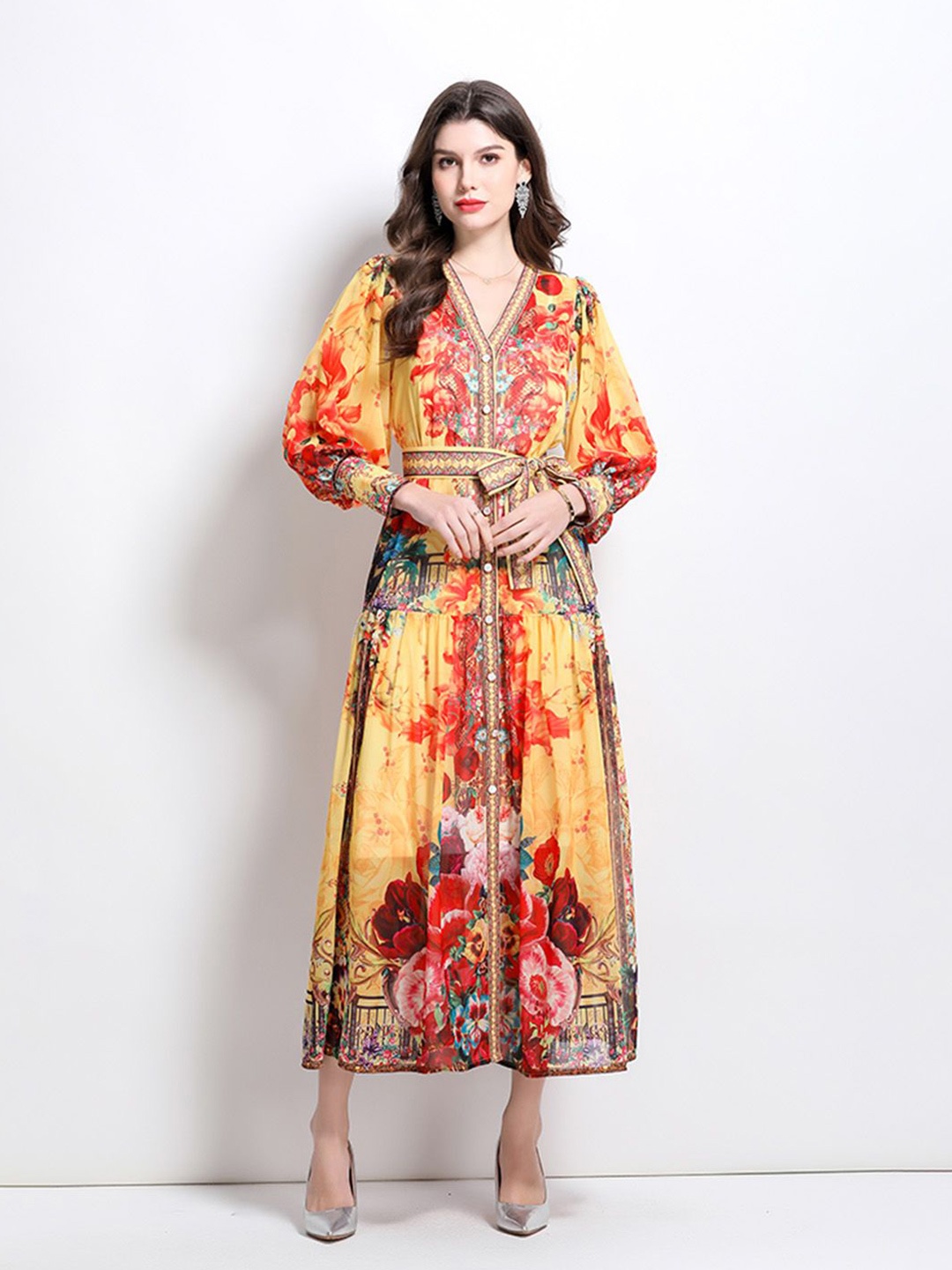 

JC Collection Floral Print Maxi Dress, Yellow