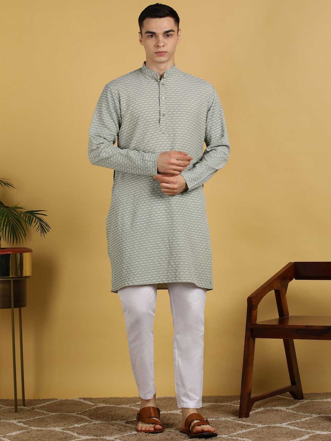 

PulseIQ Men Regular Kurta with Pyjamas, Green