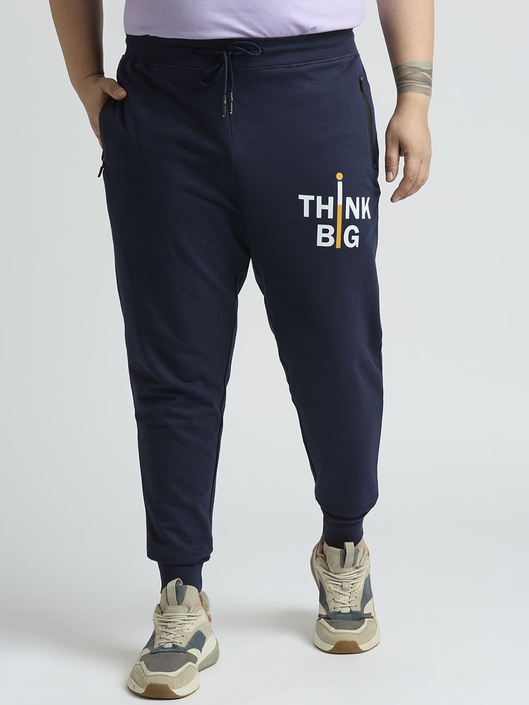 

Sizeupp Men Plus Size Printed Cotton Joggers, Navy blue