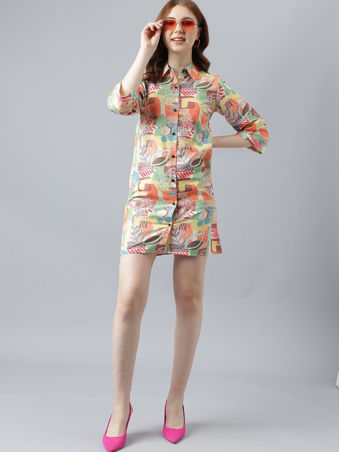 

Attire Empire Women Premium Floral Opaque Printed Casual Shirt, Yellow