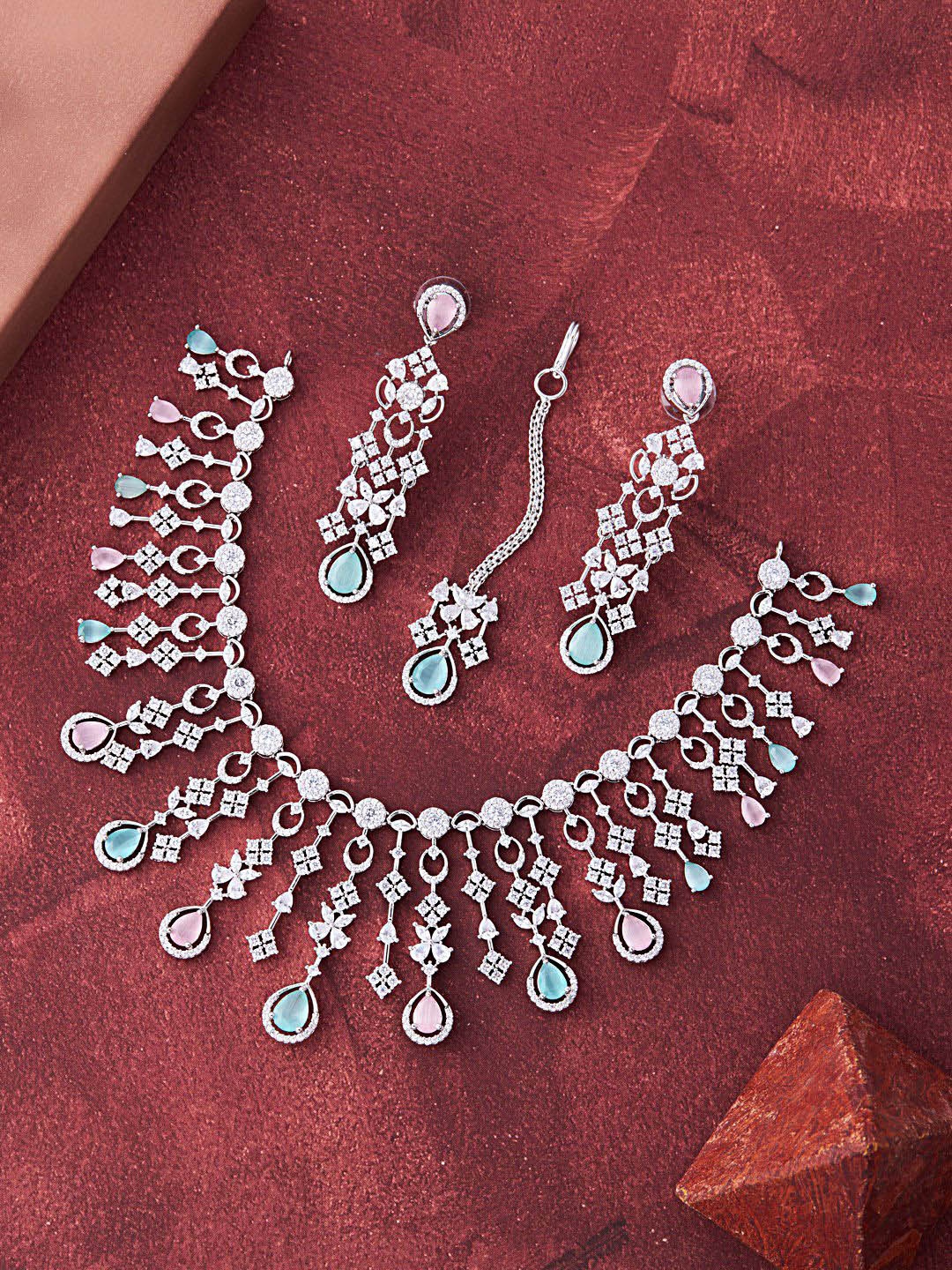 

Feelwhiz Silver-Plated American Diamond-Studded Jewellery Set