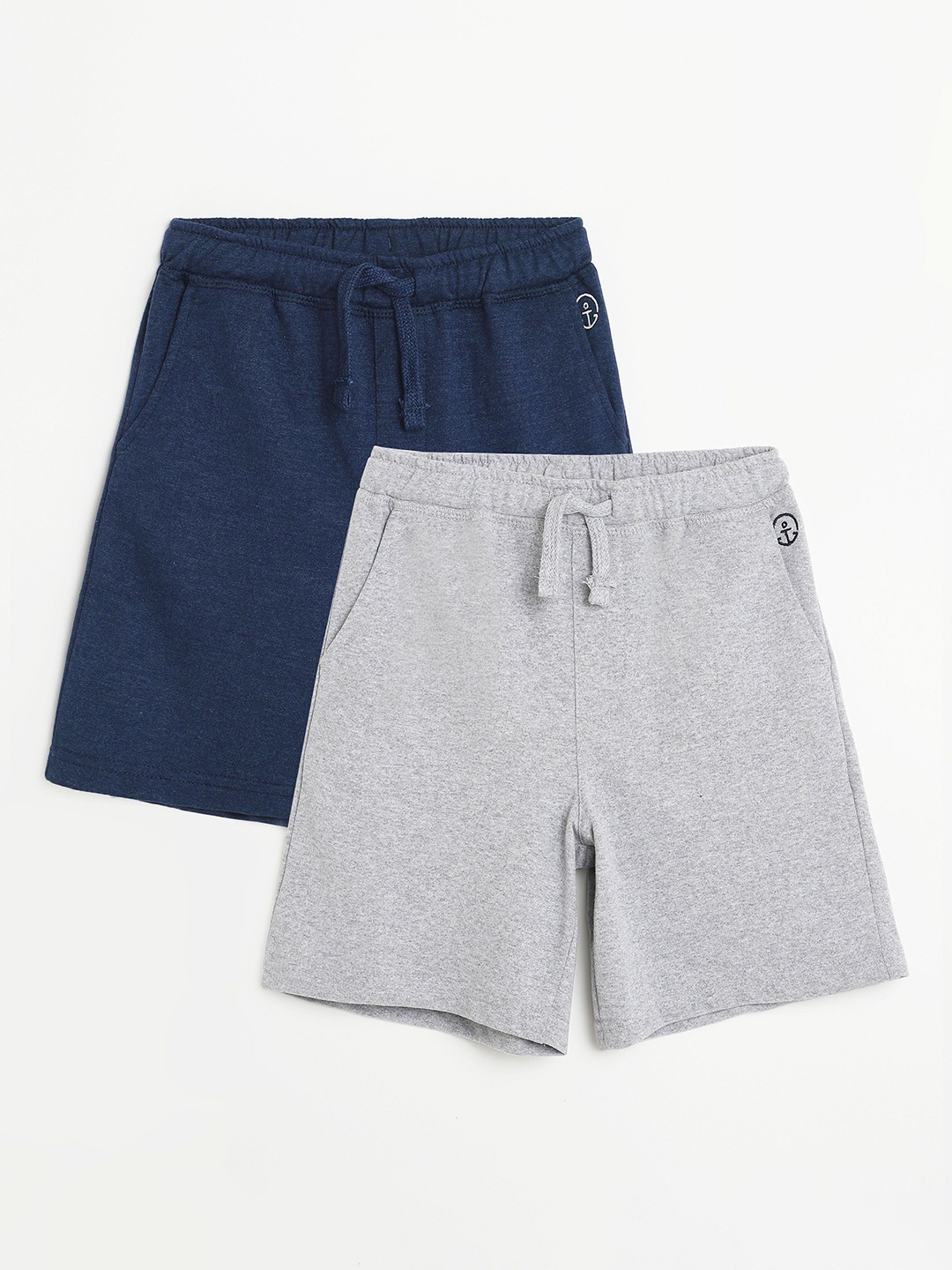 

Campana Boys Pack of 2 Regular Fit Solid Cotton Shorts, Blue