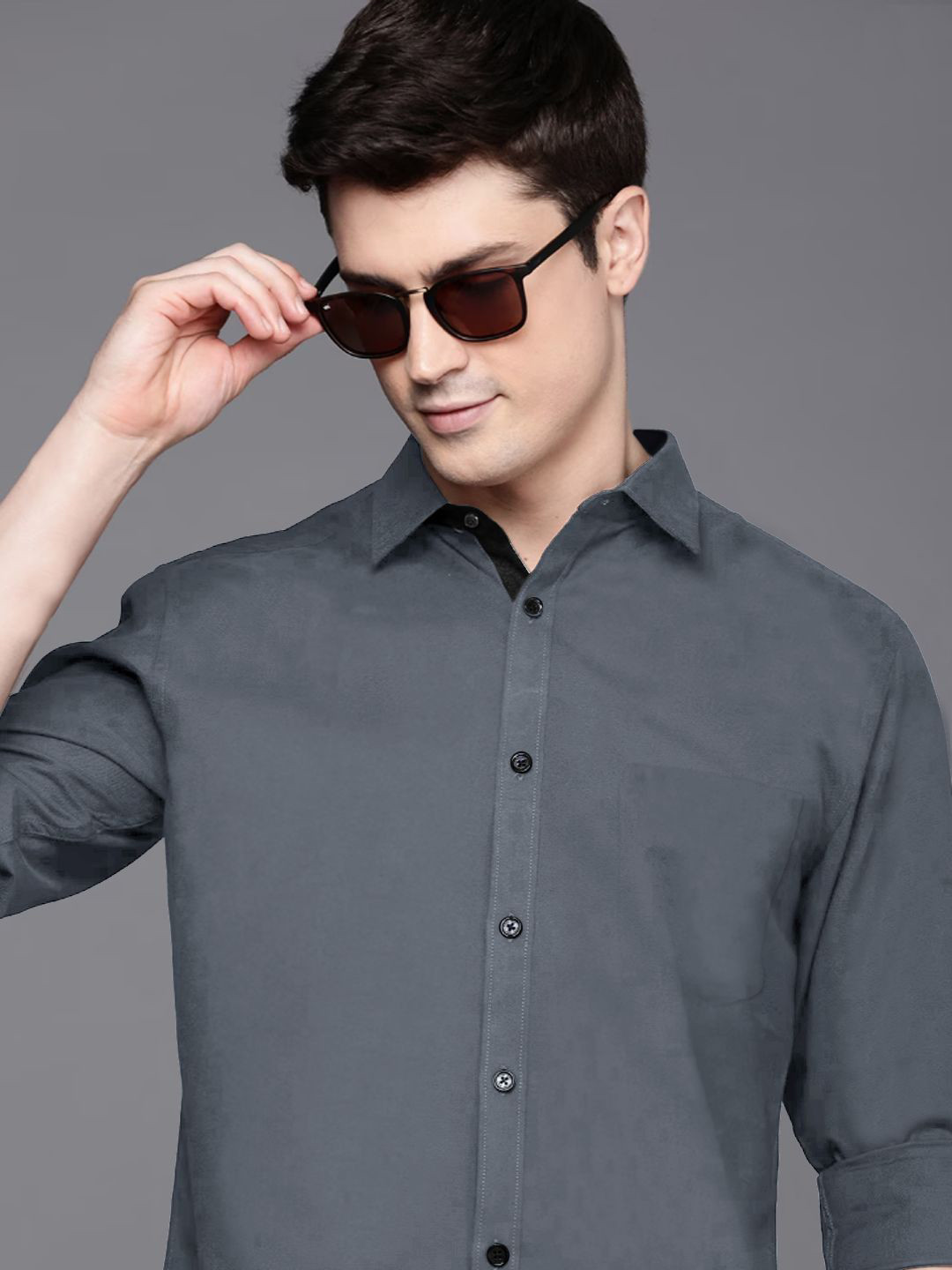 

SZN Men Standard Opaque Formal Shirt, Grey