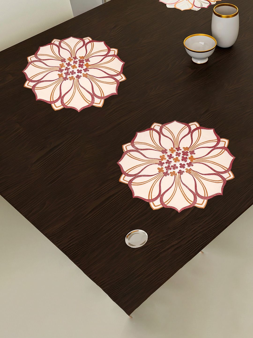 

Kuber Industries Gold Toned & Purple 6 Pieces Printed Table Placemats