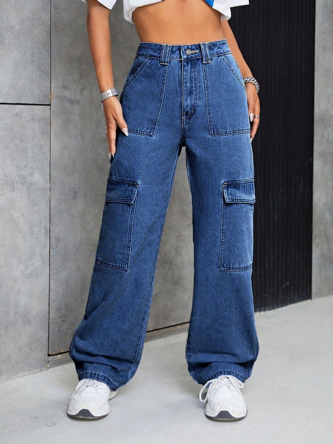 

NUCOUTHS Women Comfort High-Rise Stretchable Jeans, Blue