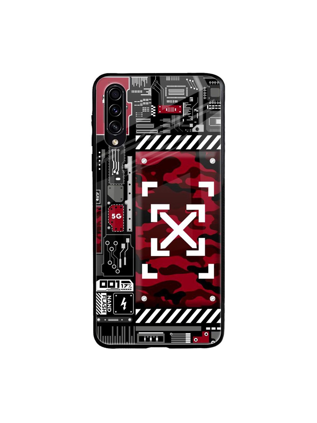 

QRIOH Geometric Printed Samsung Galaxy A70S Back Case Mobile Accessories, Red