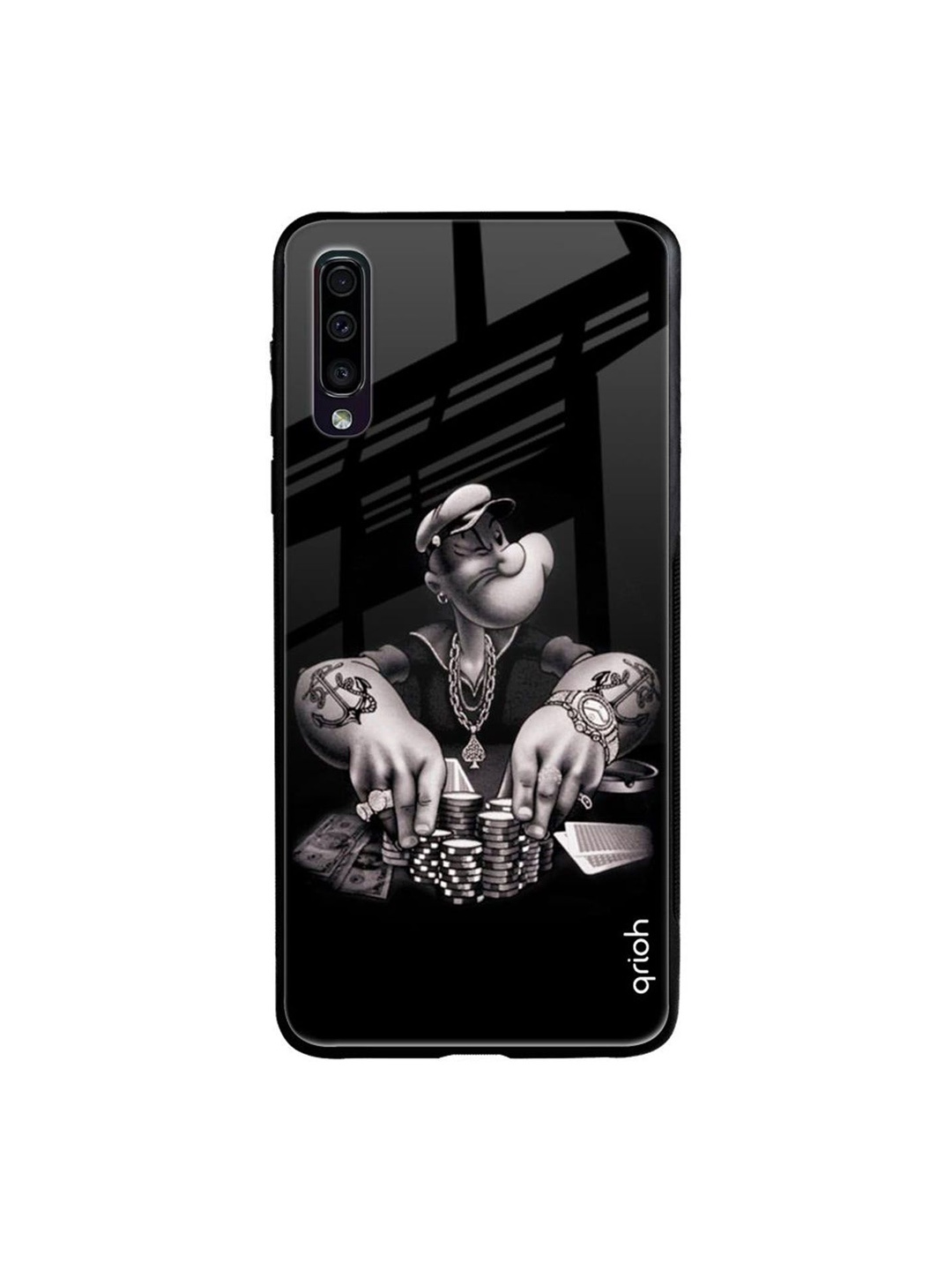 

QRIOH Quirky Printed Samsung Galaxy A70 Back Case Mobile Accessories, Black
