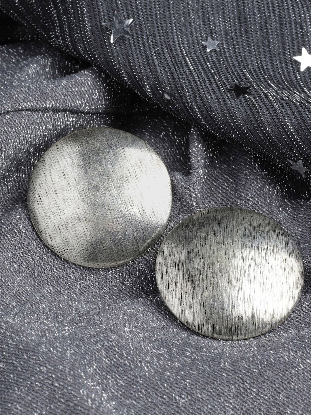 

PANASH Silver-Plated Circular Shaped Oxidized Studs