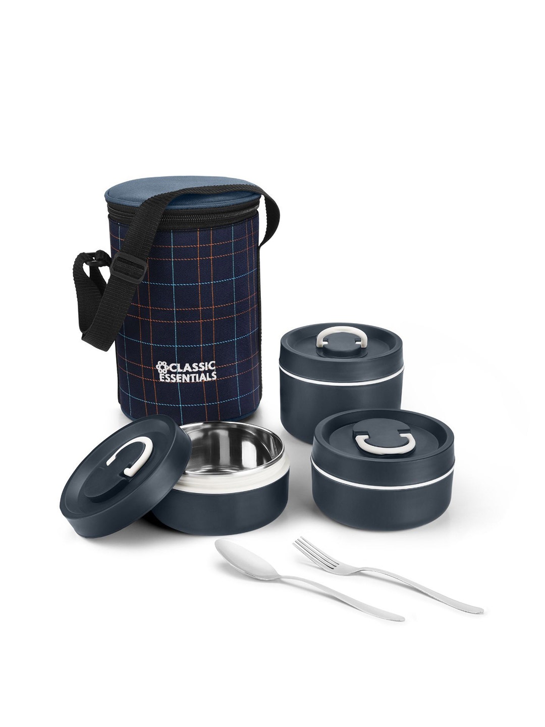 

Classic Essentials Blue 3 Pieces Luscious Stainless Steel Leakproof Containers Lunch Box