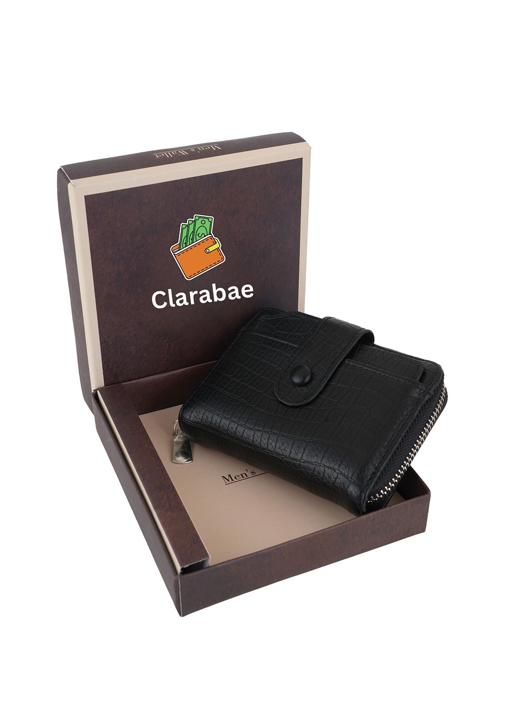 

CLARABAE Men PU Two Fold Wallet, Black