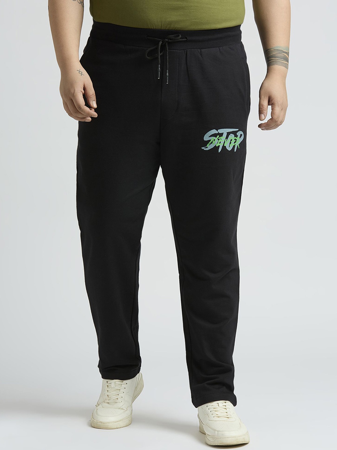 

Sizeupp Men Plus Size Cotton Track Pants, Black