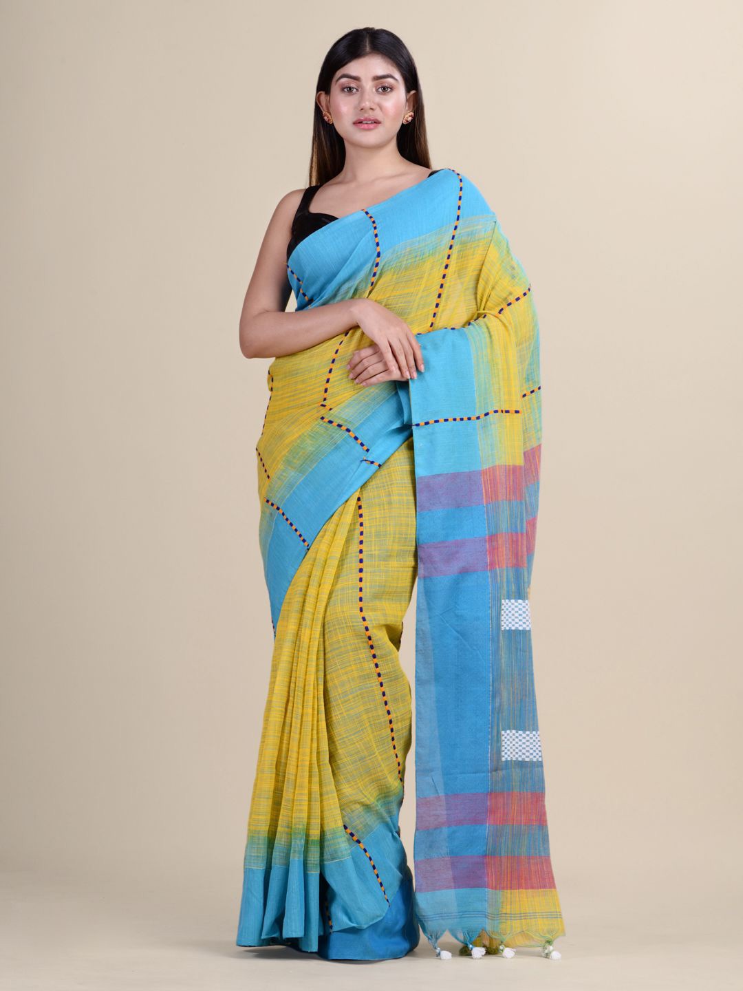 

Laa Calcutta Pure Cotton Saree, Yellow