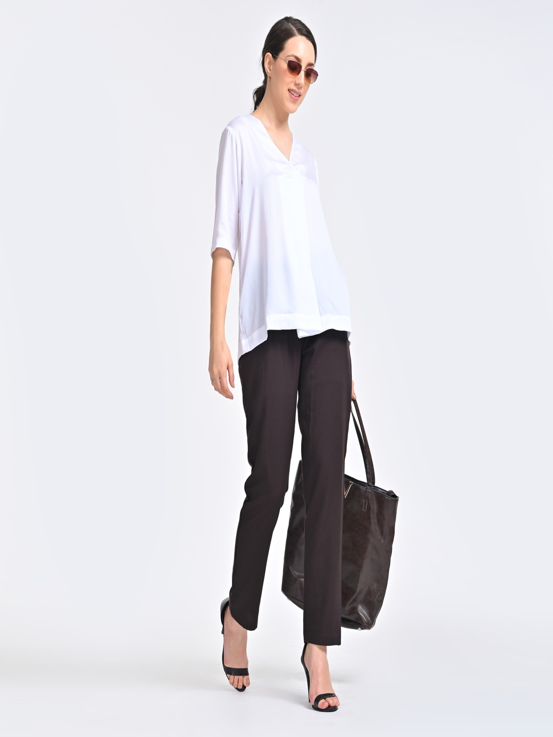 

Saltpetre Relaxed Fit V-Neck Modal Top With Pant Co-Ord Set, Cream