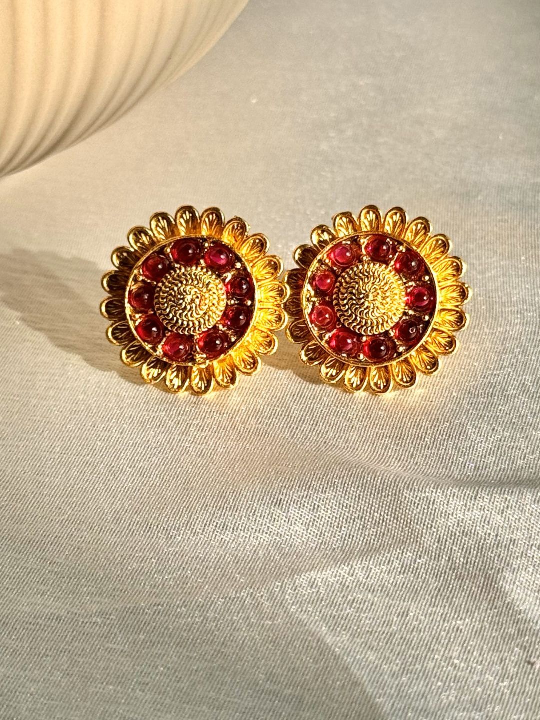 

The Jewellery Tale Contemporary Studs Earrings, Red